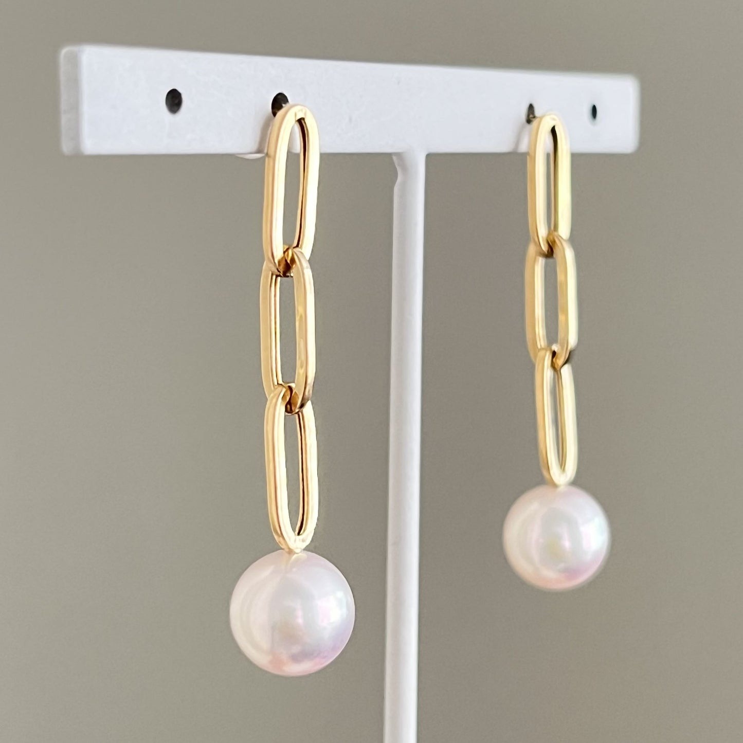 アコヤパールピアス/チェーンモチーフ