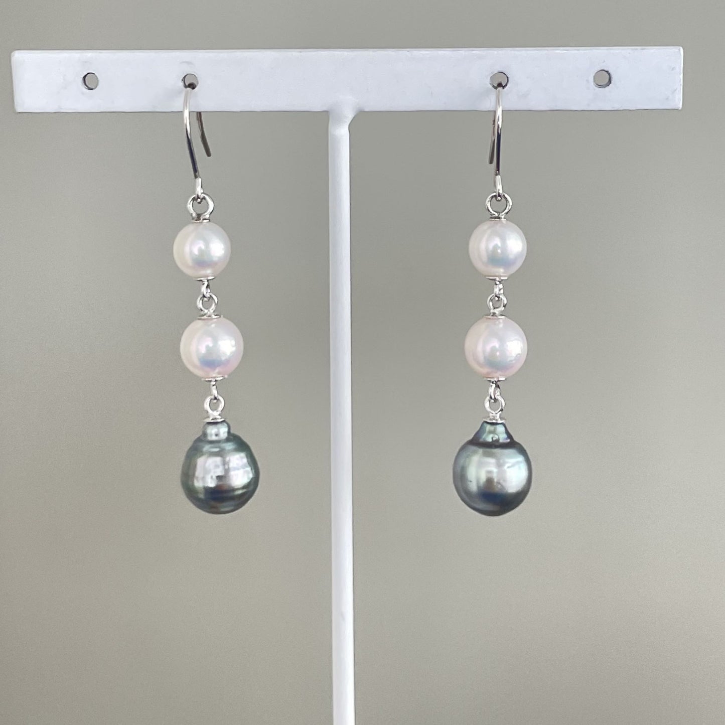 黒蝶&アコヤフックピアス/3pcs