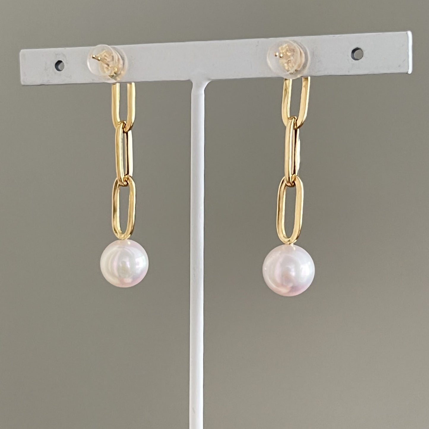 アコヤパールピアス/チェーンモチーフ