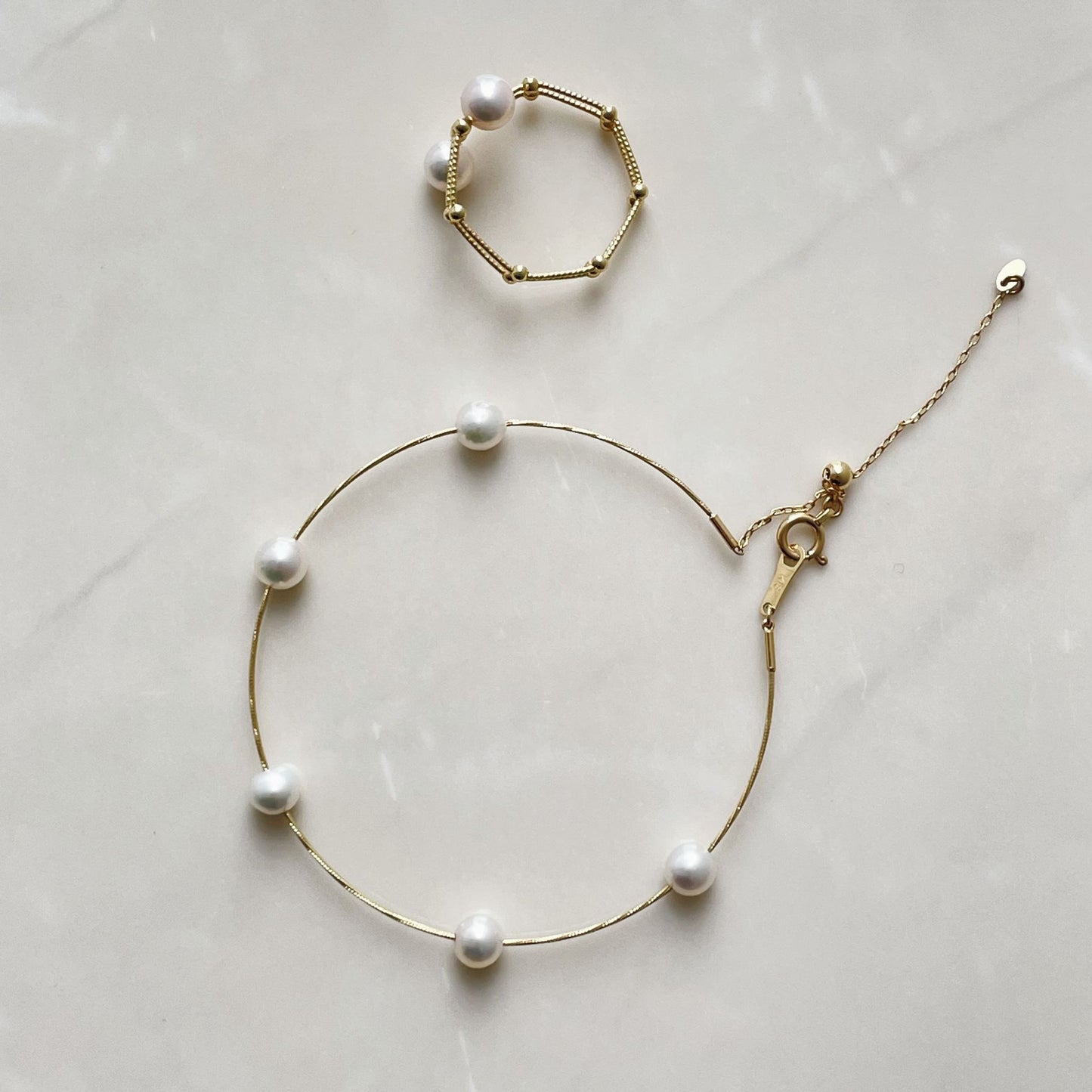 アコヤベビーパールブレスレット/オメガ5pcs