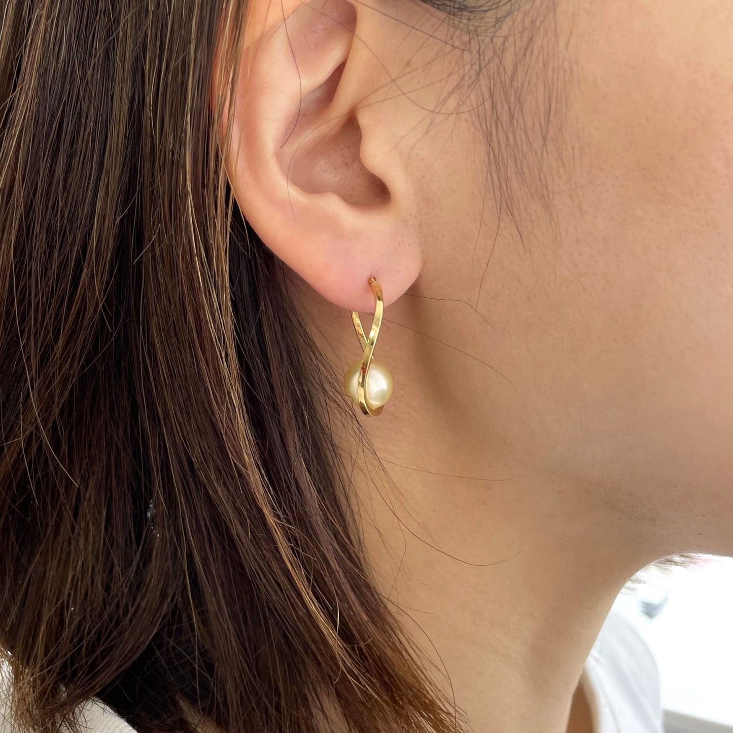 南洋ゴールドパールピアス/フープタイプ