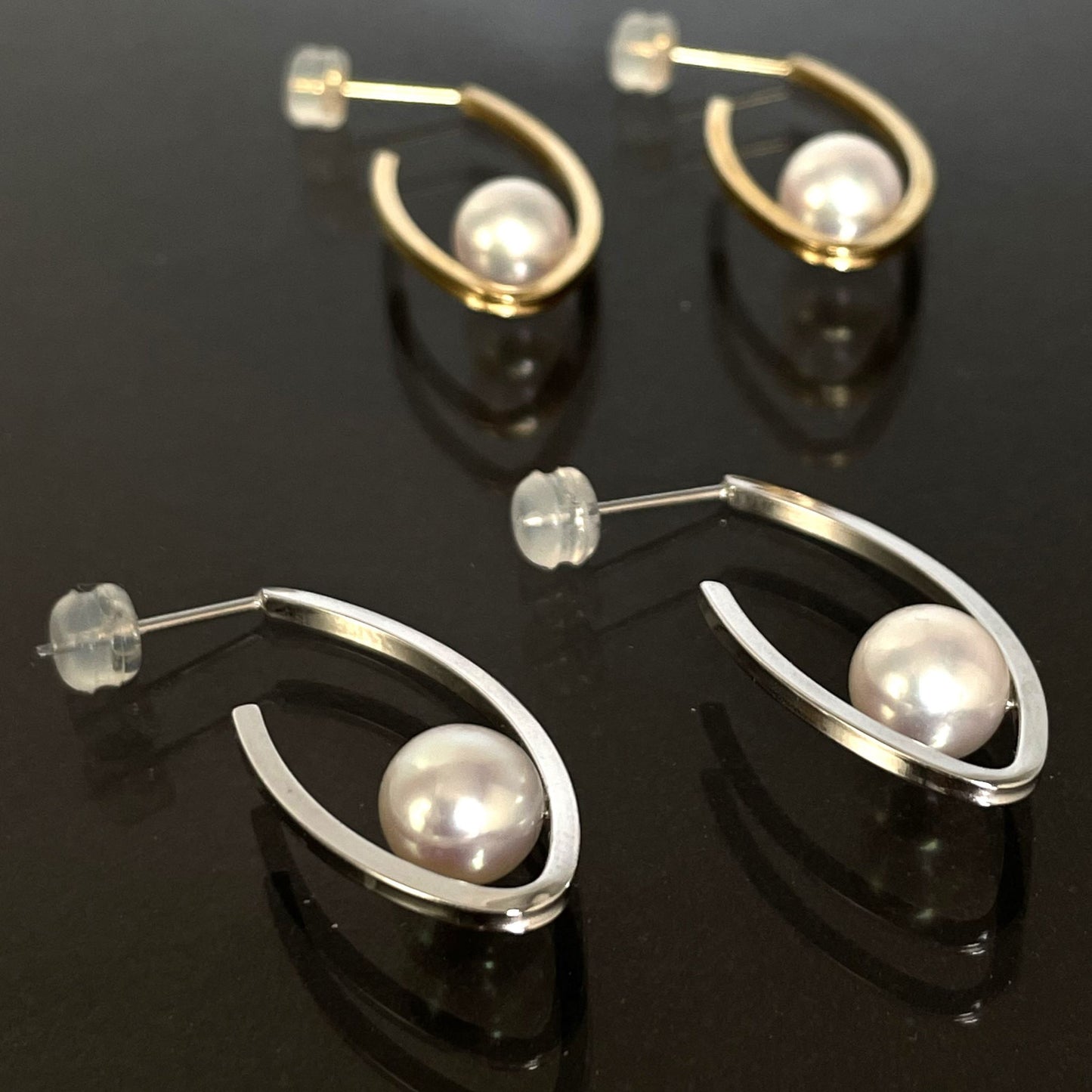 アコヤパールピアス K18YG/K18WG