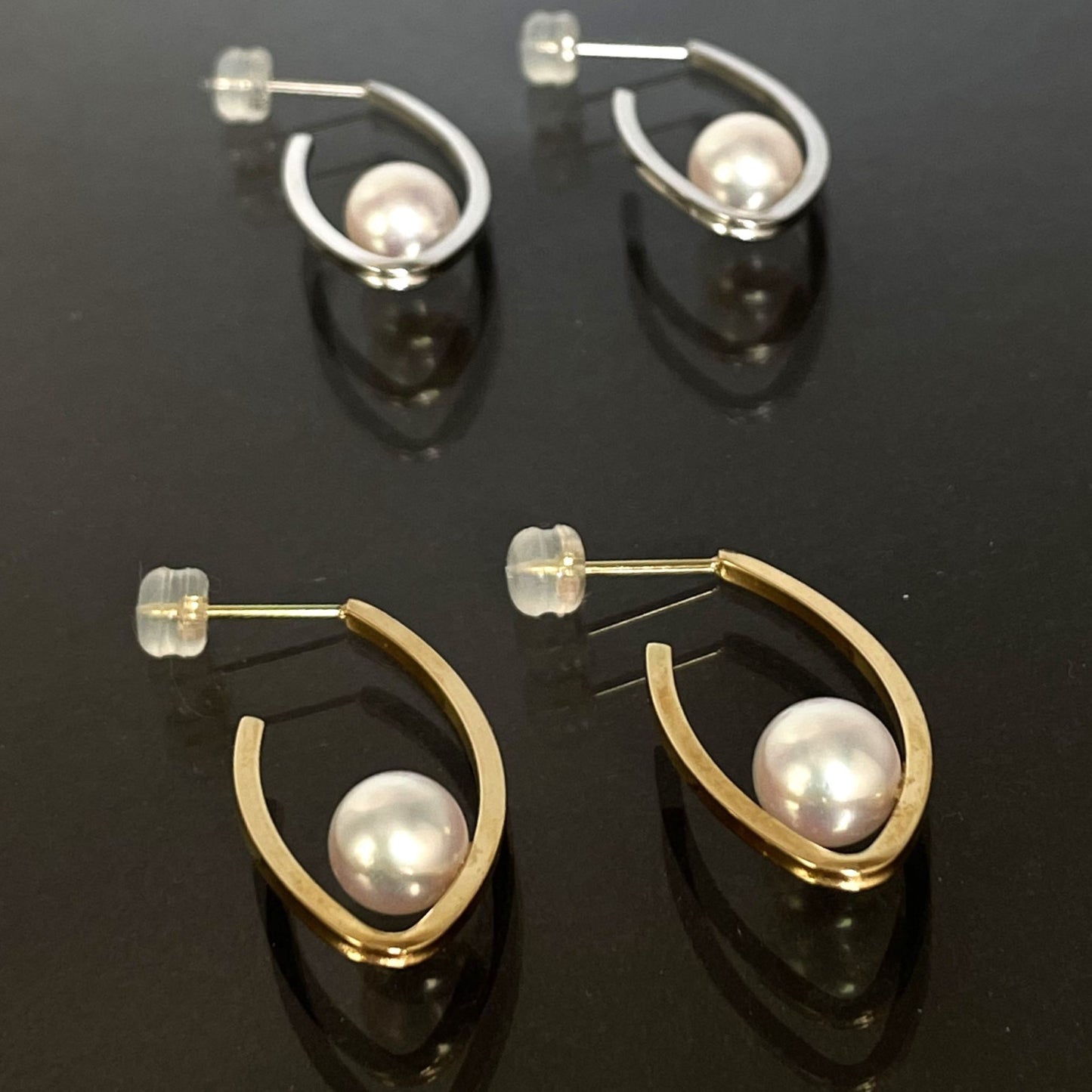 アコヤパールピアス K18YG/K18WG