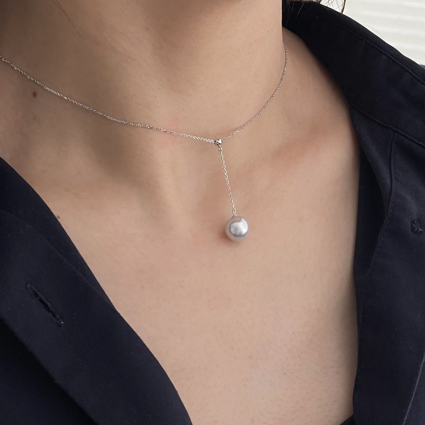 アコヤパールネックレスY字デザインNB K18YG/K18WG