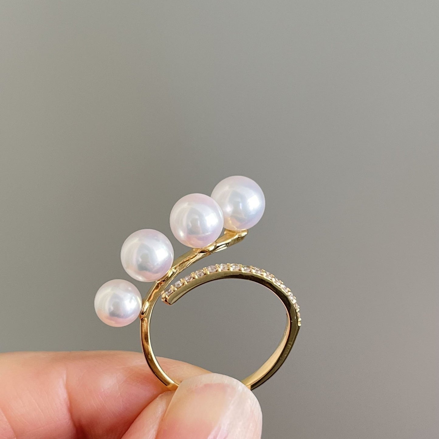 アコヤパールリング/4pcs/ダイヤ