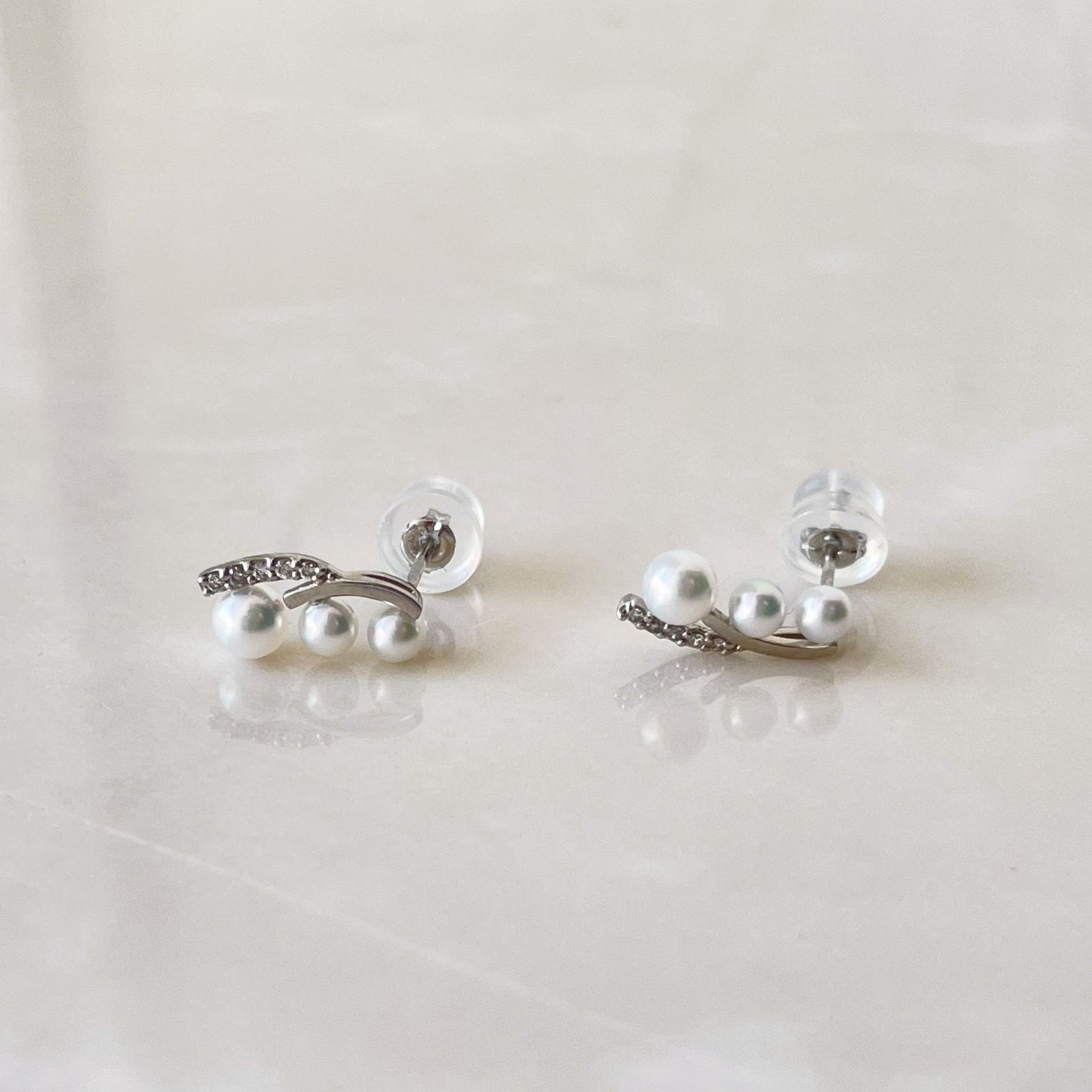 アコヤパールピアス/3pcs/ダイヤ