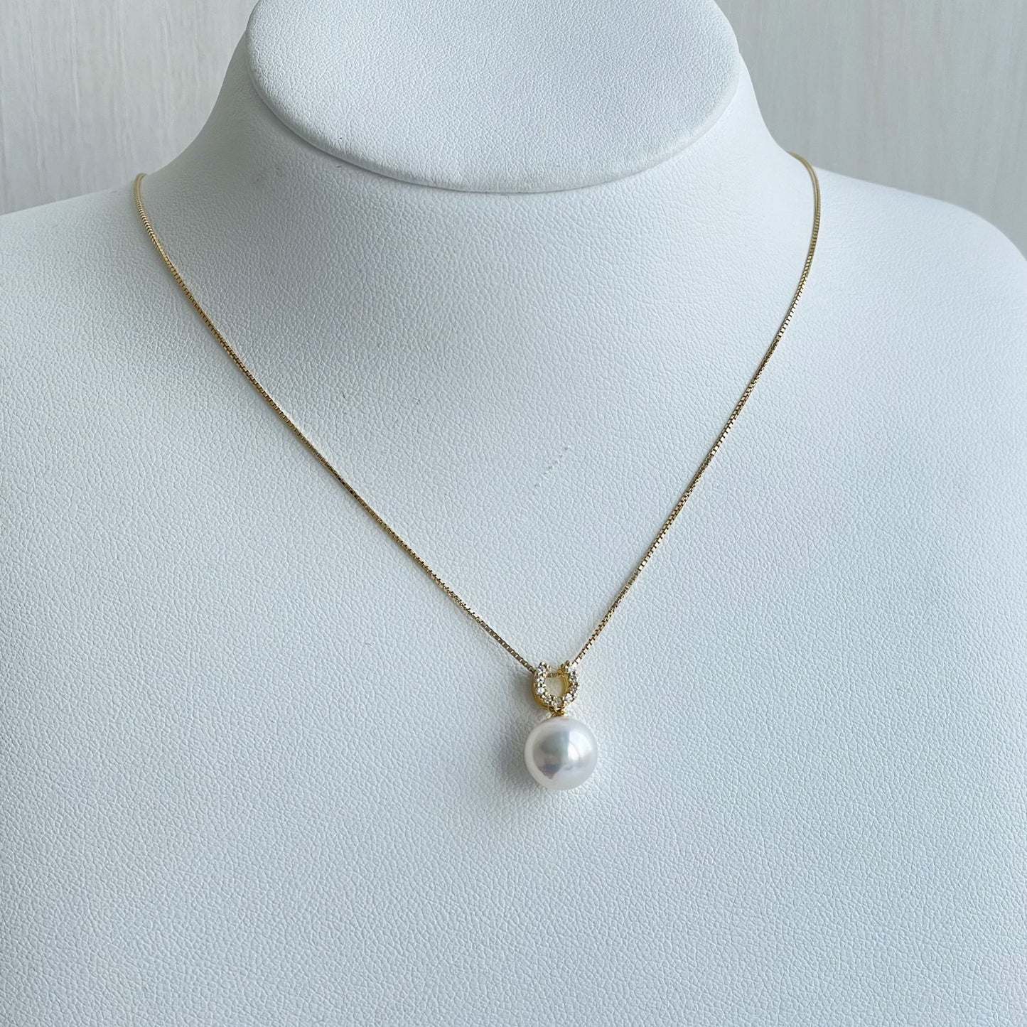 【再入荷】アコヤパールペンダント/馬蹄型/ダイヤ