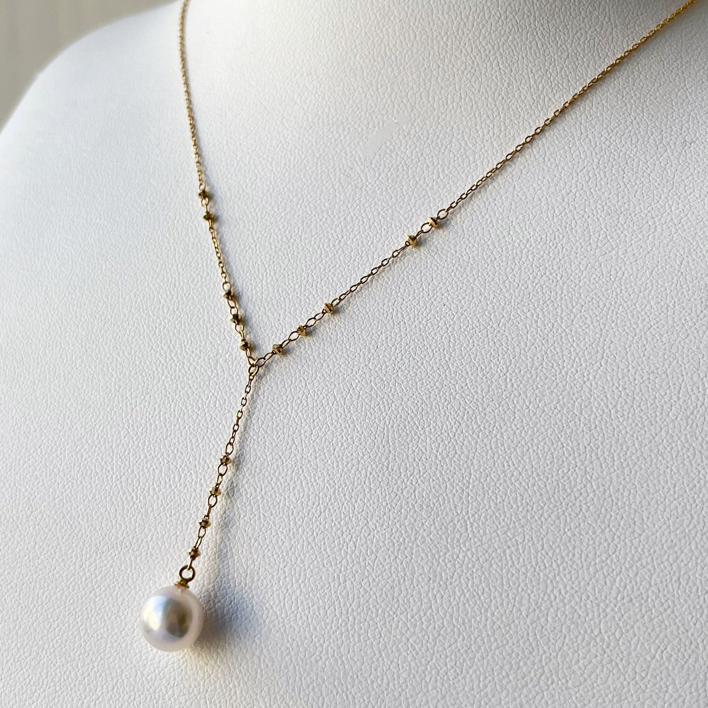 アコヤパールペンダント/ミラーボール付チェーン/Y字