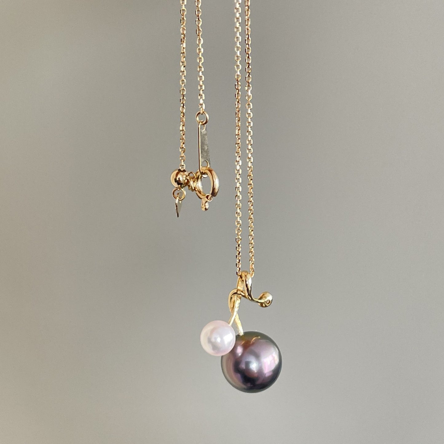 黒蝶&アコヤパールペンダント/K18YG