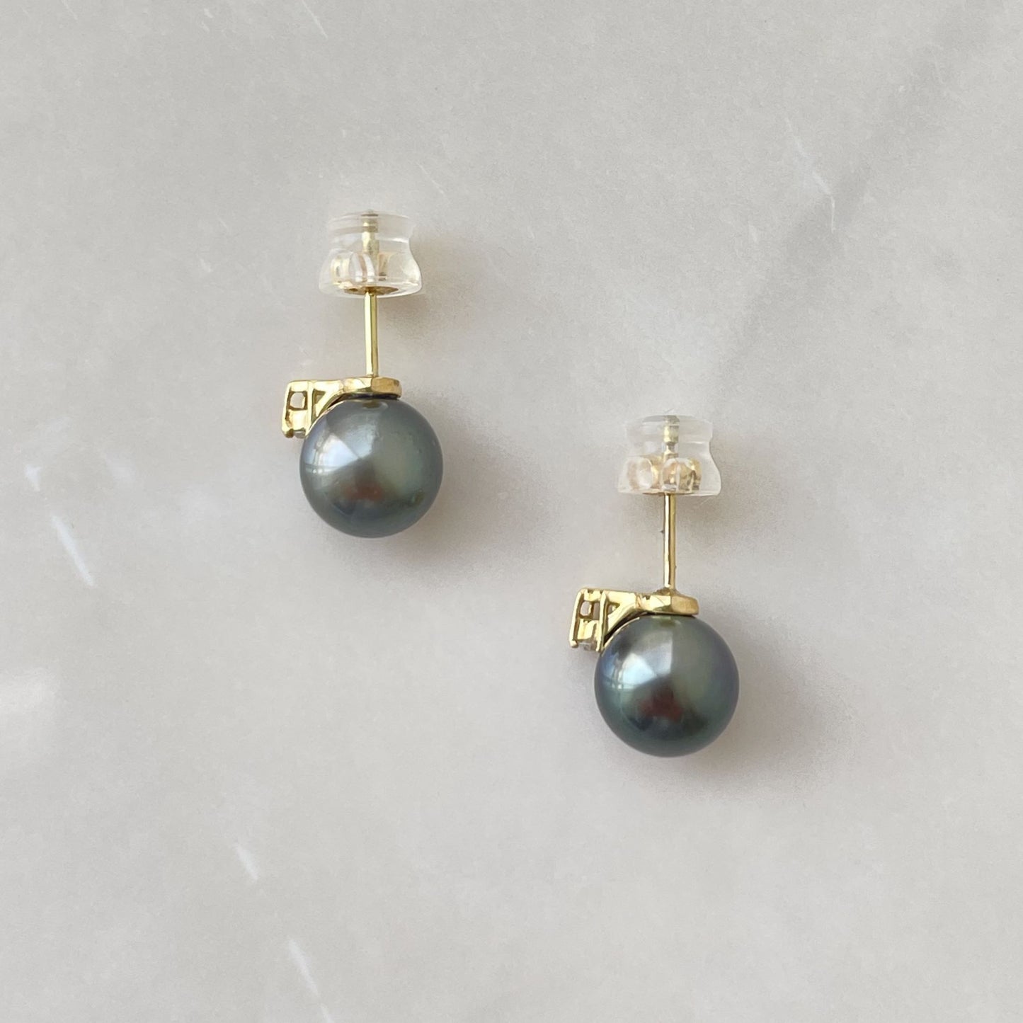 黒蝶パールピアス/ダイヤ/BK