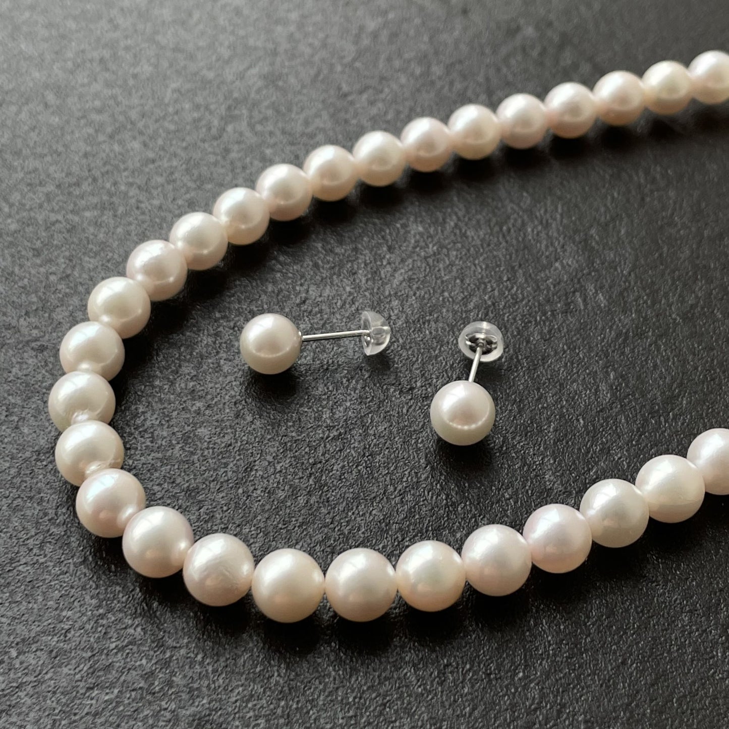 卒入園卒入学シーズンおすすめ アコヤパールネックレス&ピアス/W6.5mm ①