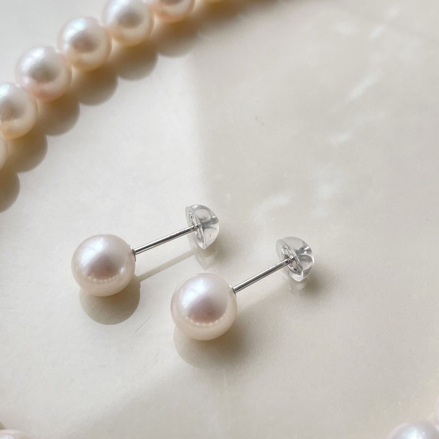 卒入園卒入学シーズンおすすめ アコヤパールネックレス&ピアス/W6.5mm ①