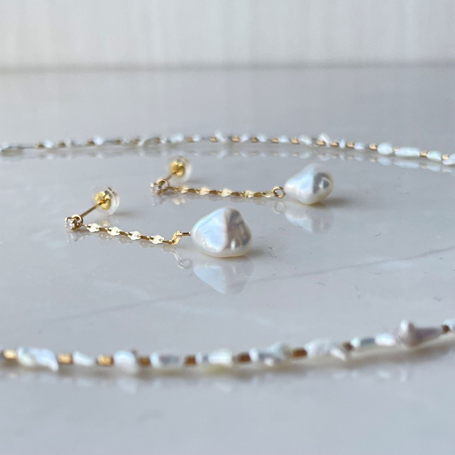 【クリスマスフェア】アコヤケシネックレス&白蝶ケシピアス