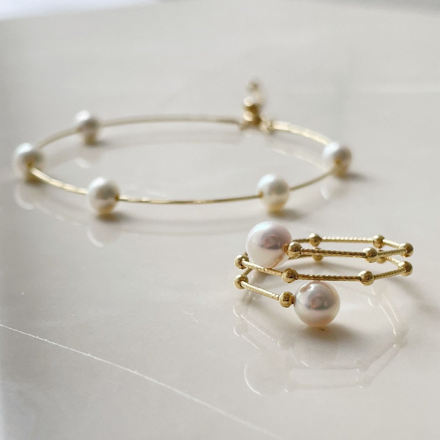 【再入荷】アコヤベビーパールリング/ワイヤー/2pcs