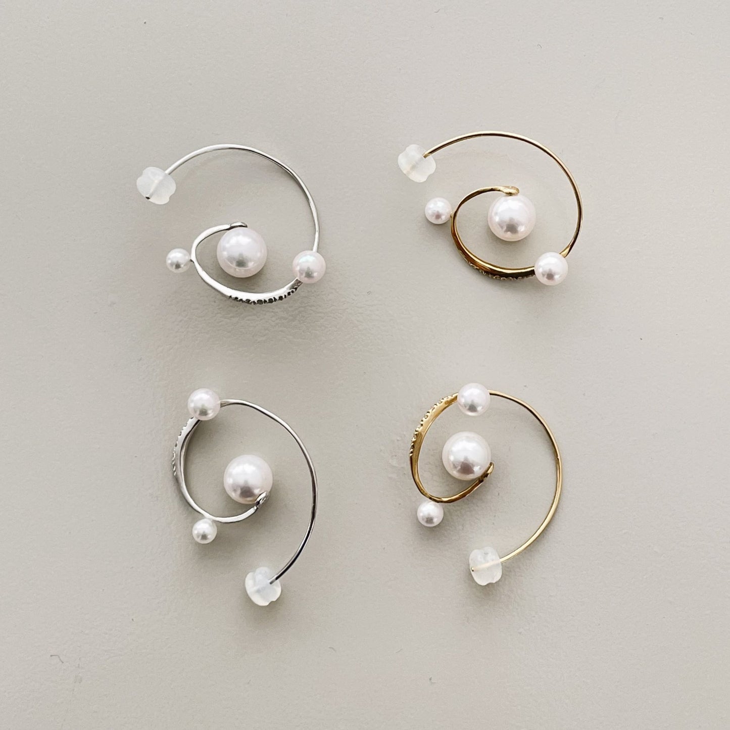 アコヤピアス/デザインフック/K18YG/K18WG