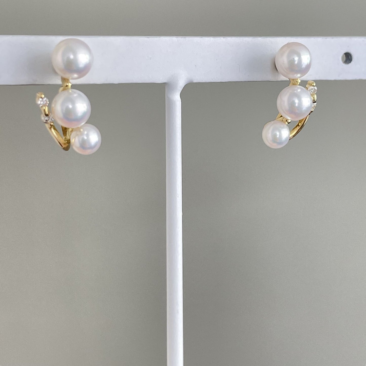 アコヤパールピアス/3pcs/ダイヤ