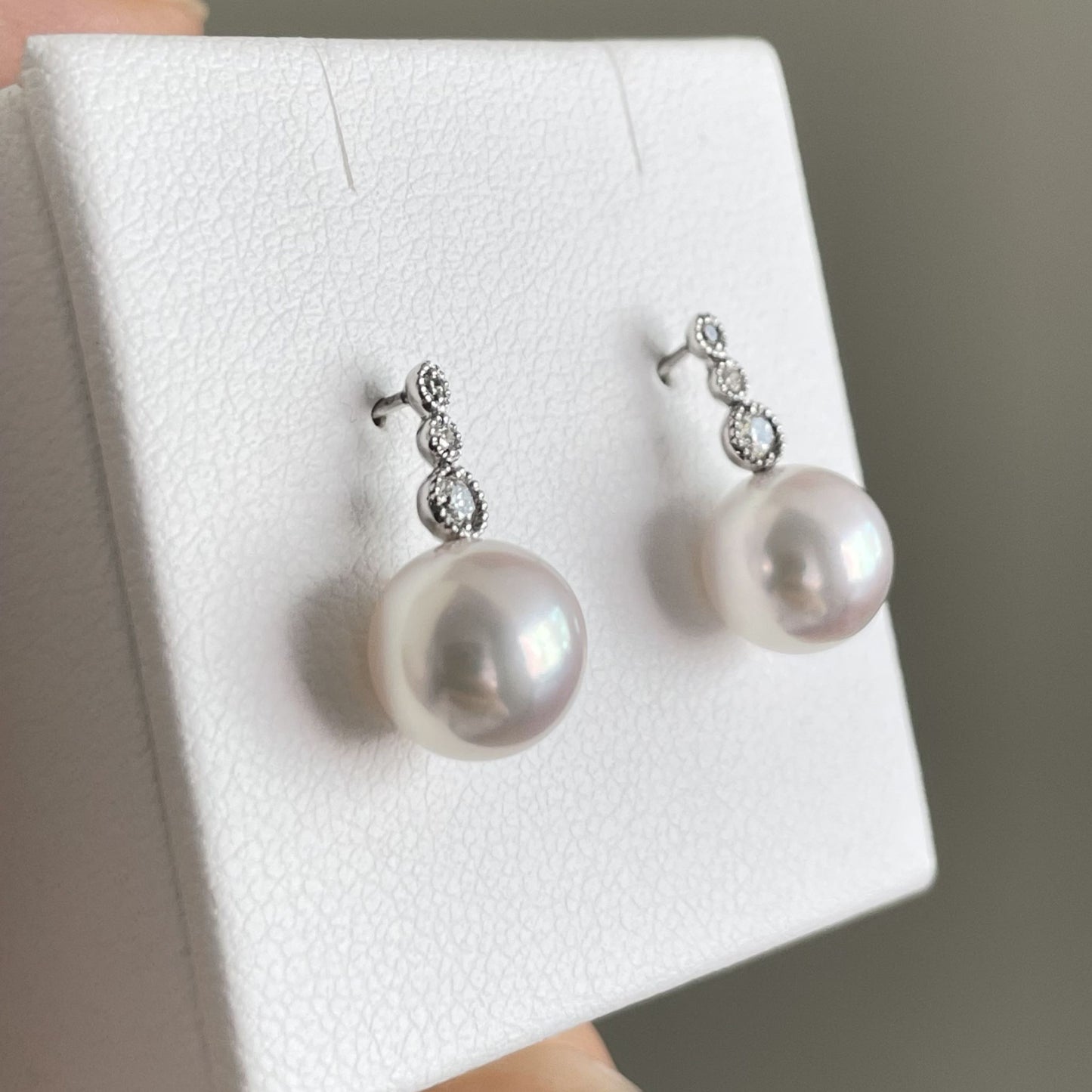 アコヤパールピアス/WG/ダイヤ