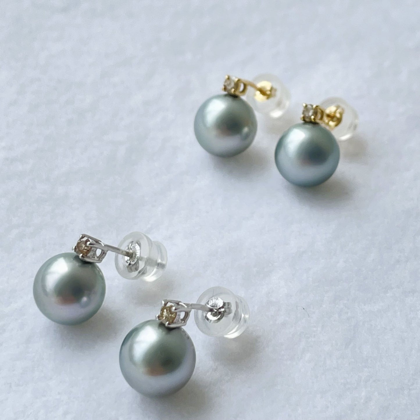 黒蝶パールピアス/K18YG/K18WG