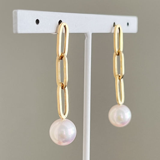 アコヤパールピアス/チェーンモチーフ