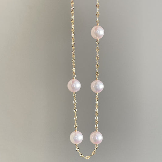 アコヤパールブレスレット/ステーション/K18YG/K18WG