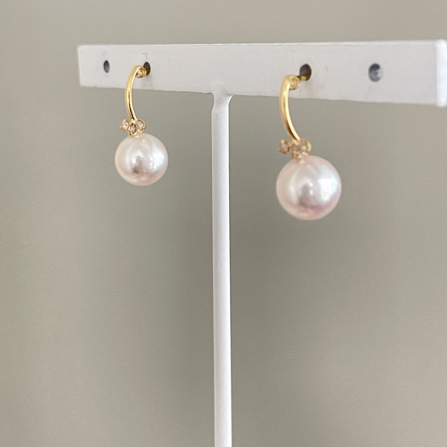 アコヤパールピアス/K18YG/ダイヤ0.03ct