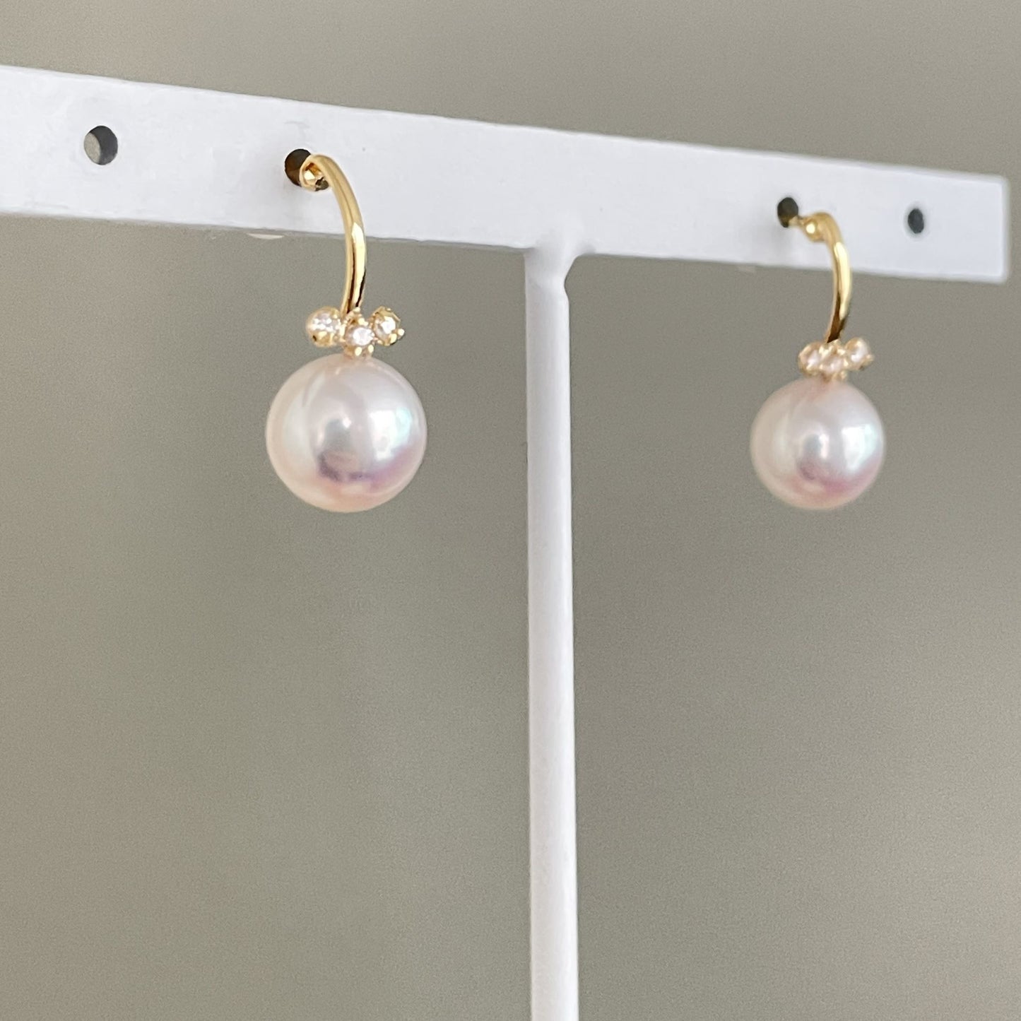 アコヤパールピアス/K18YG/ダイヤ0.03ct
