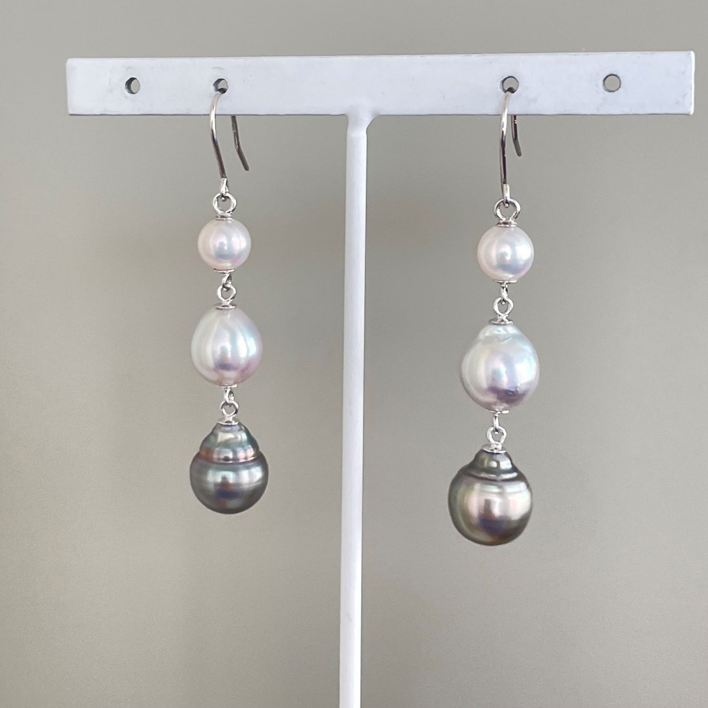黒蝶&アコヤフックピアス/3pcs/NB珠