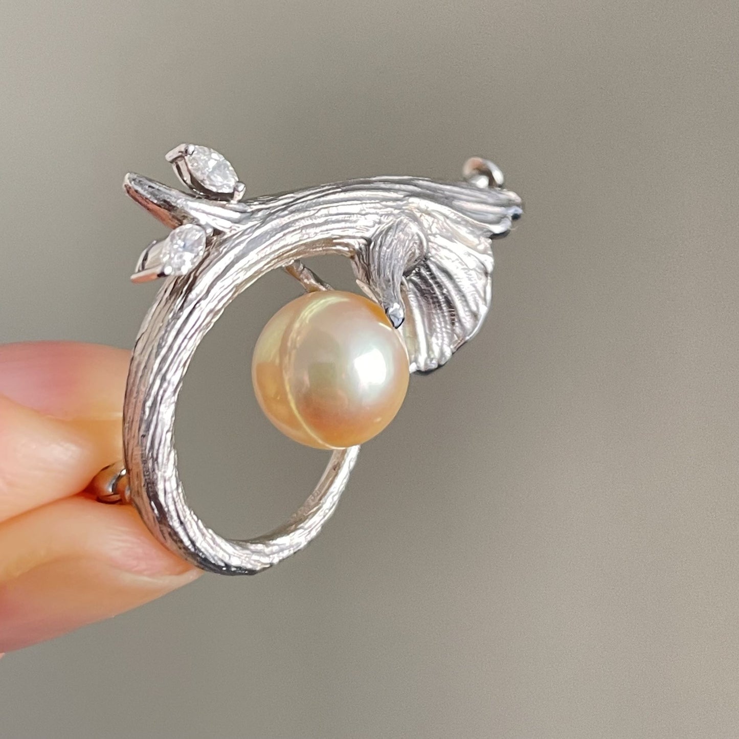 アコヤパールブローチ/K18WG/ダイヤ