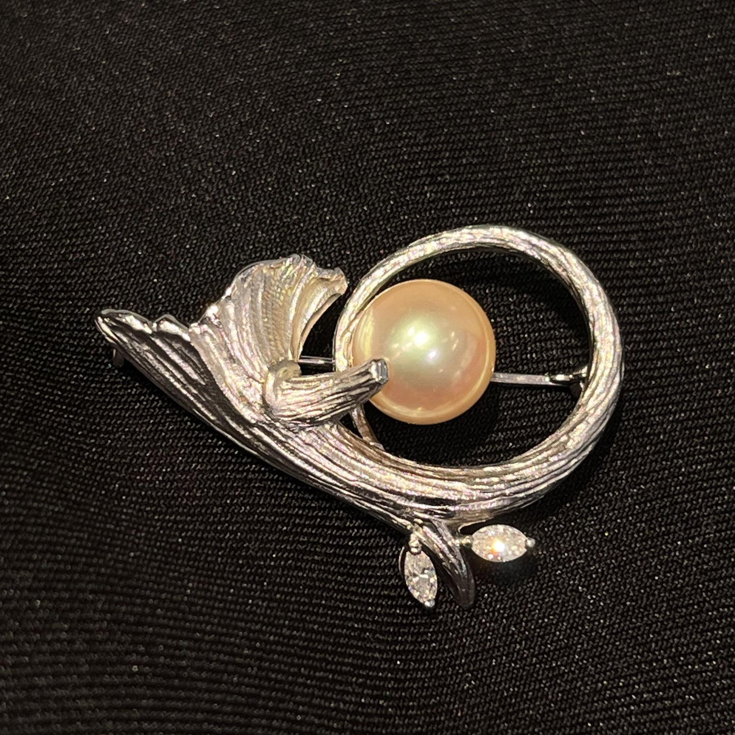 アコヤパールブローチ/K18WG/ダイヤ