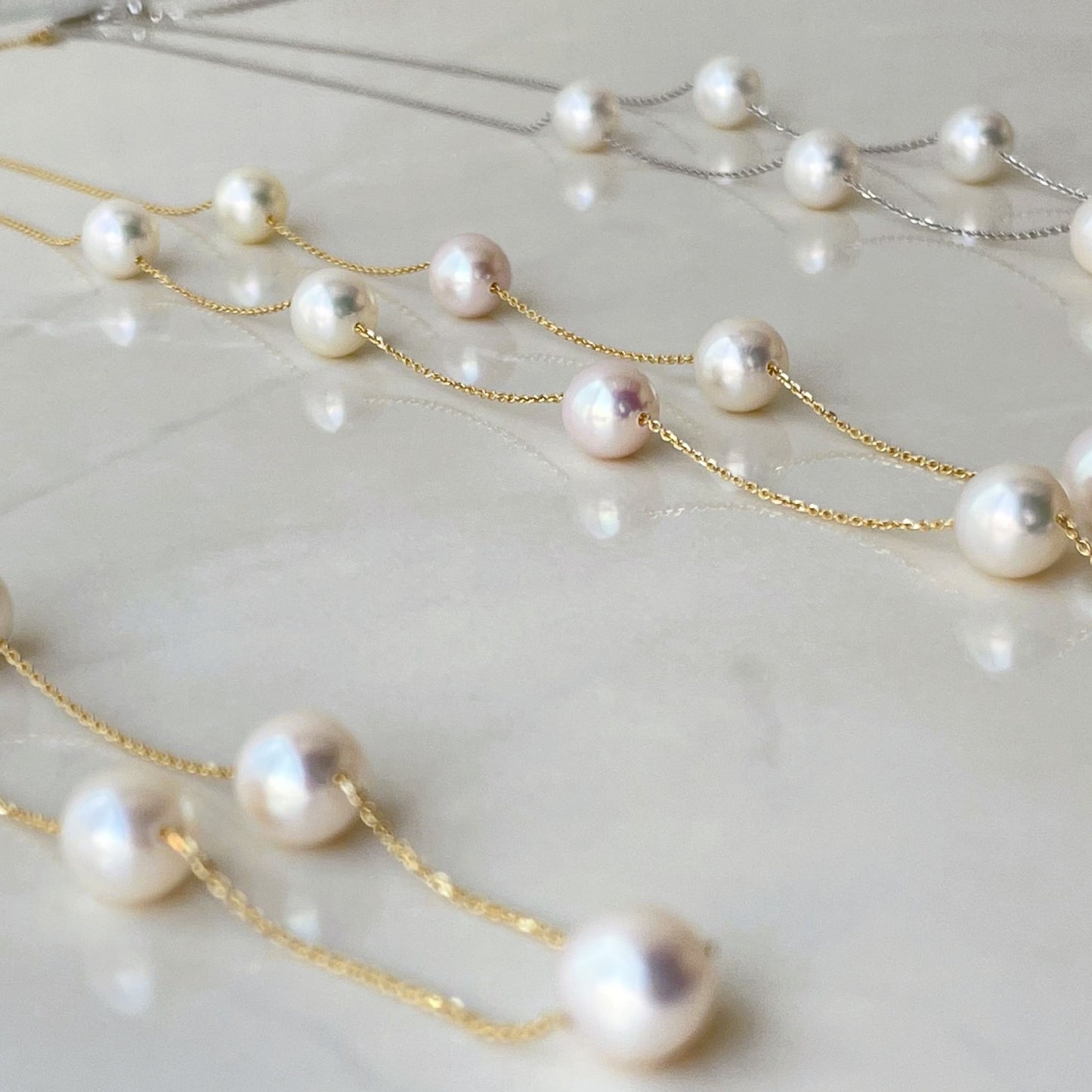 アコヤパールステーションネックレス/60㎝/9pcs