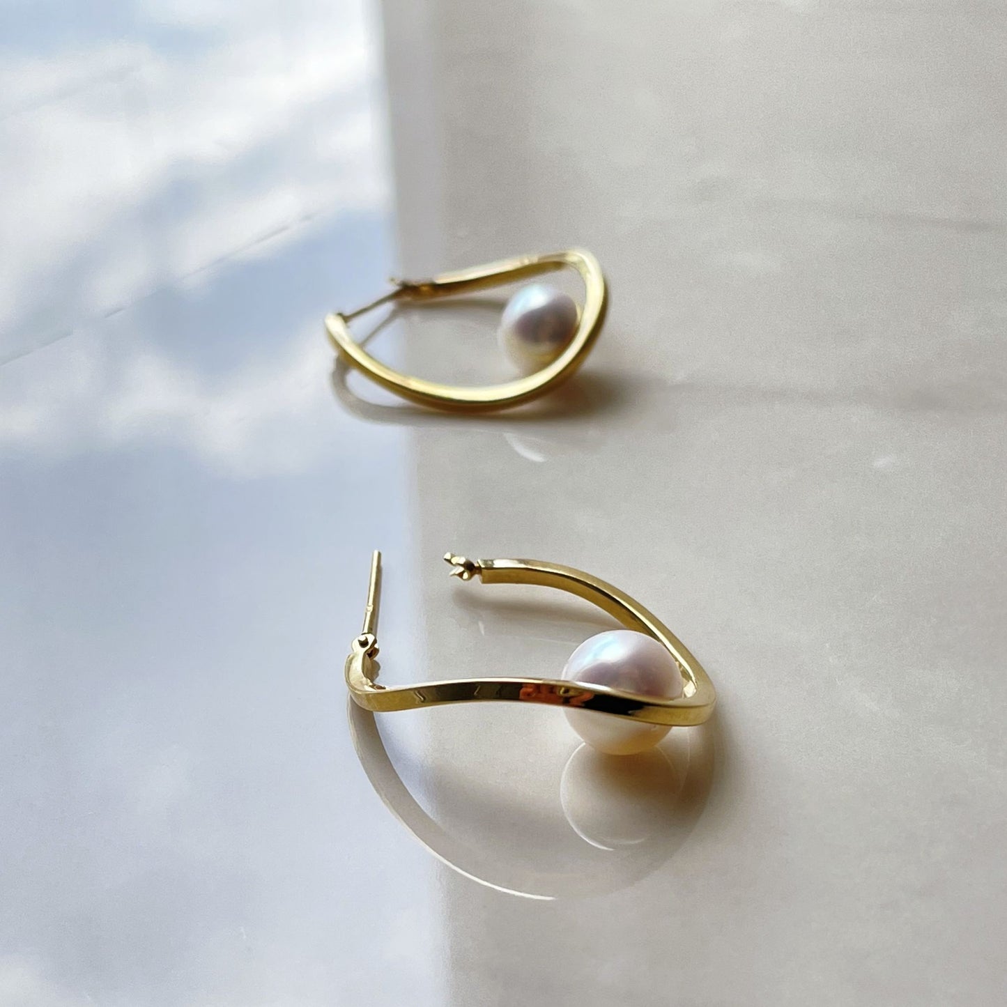 [再入荷]アコヤパールピアス/フープタイプ