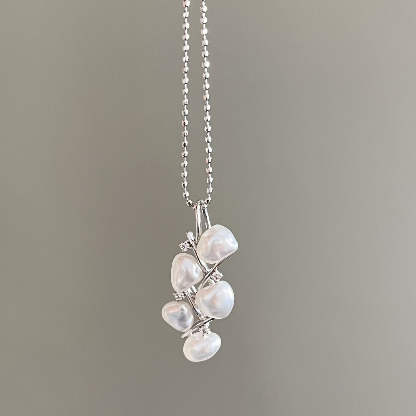 白蝶ケシペンダント/5pcs/K18WG