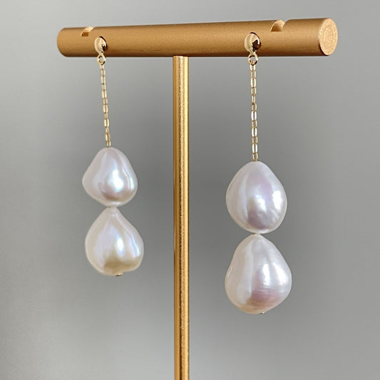 淡水パールピアス/チェーンブラ2pcs