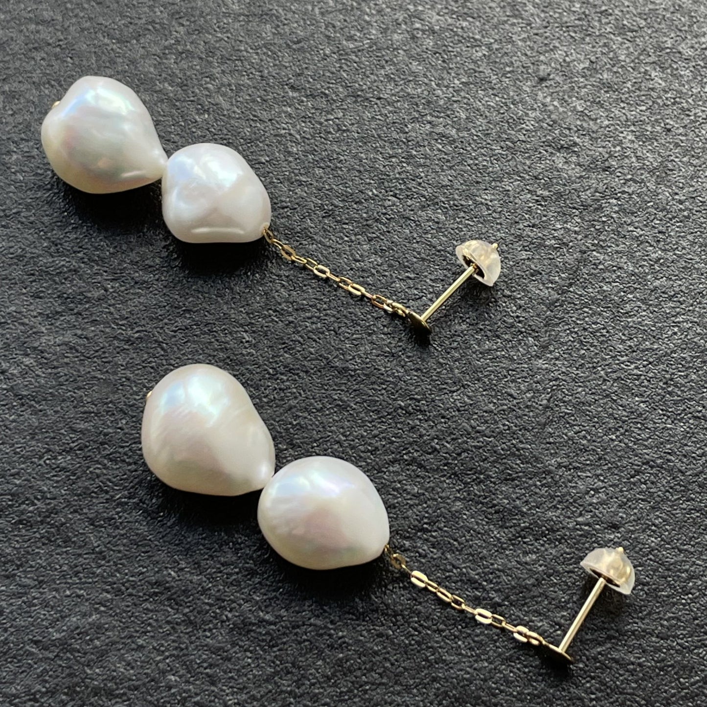 淡水パールピアス/チェーンブラ2pcs