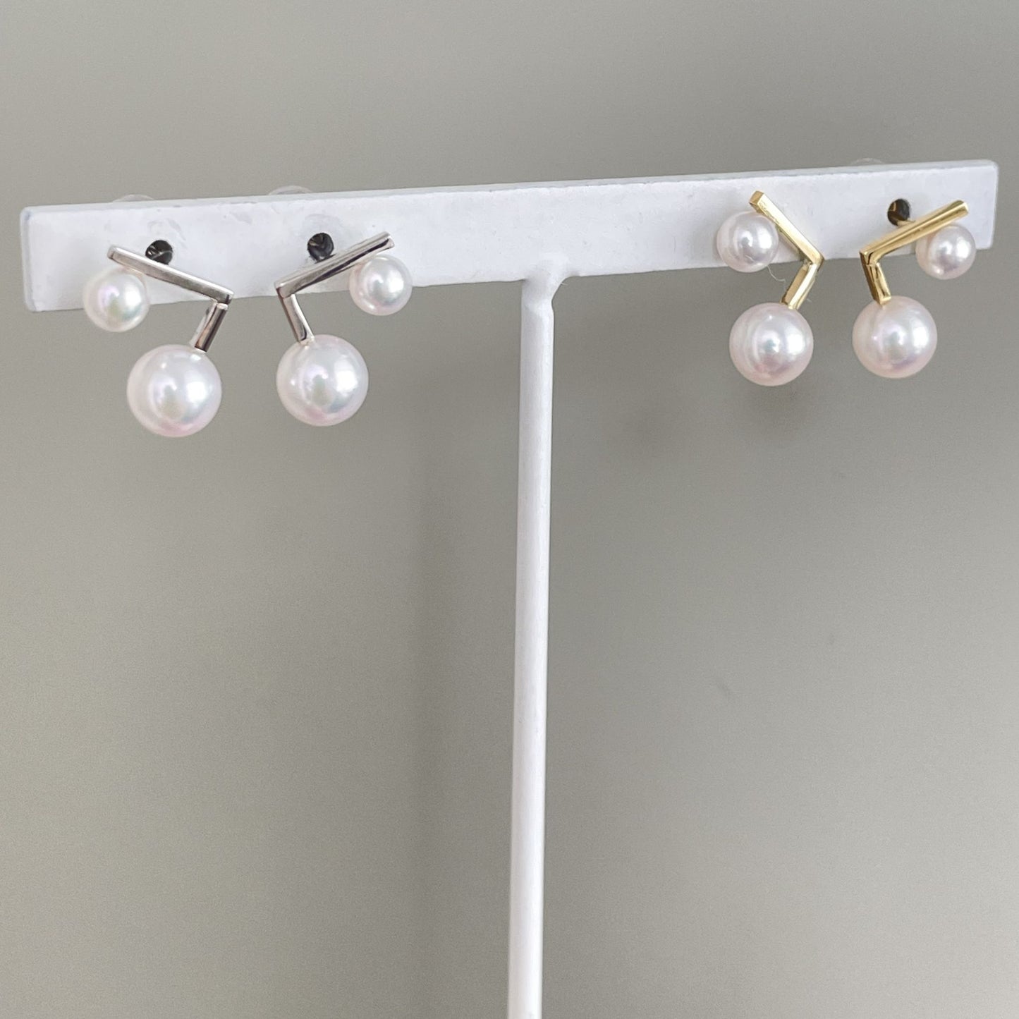 アコヤパールピアス/2pcs/L字型