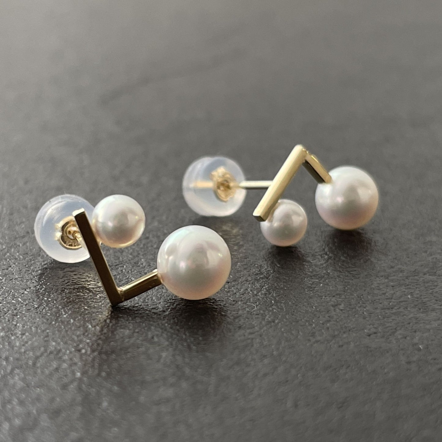 アコヤパールピアス/2pcs/L字型