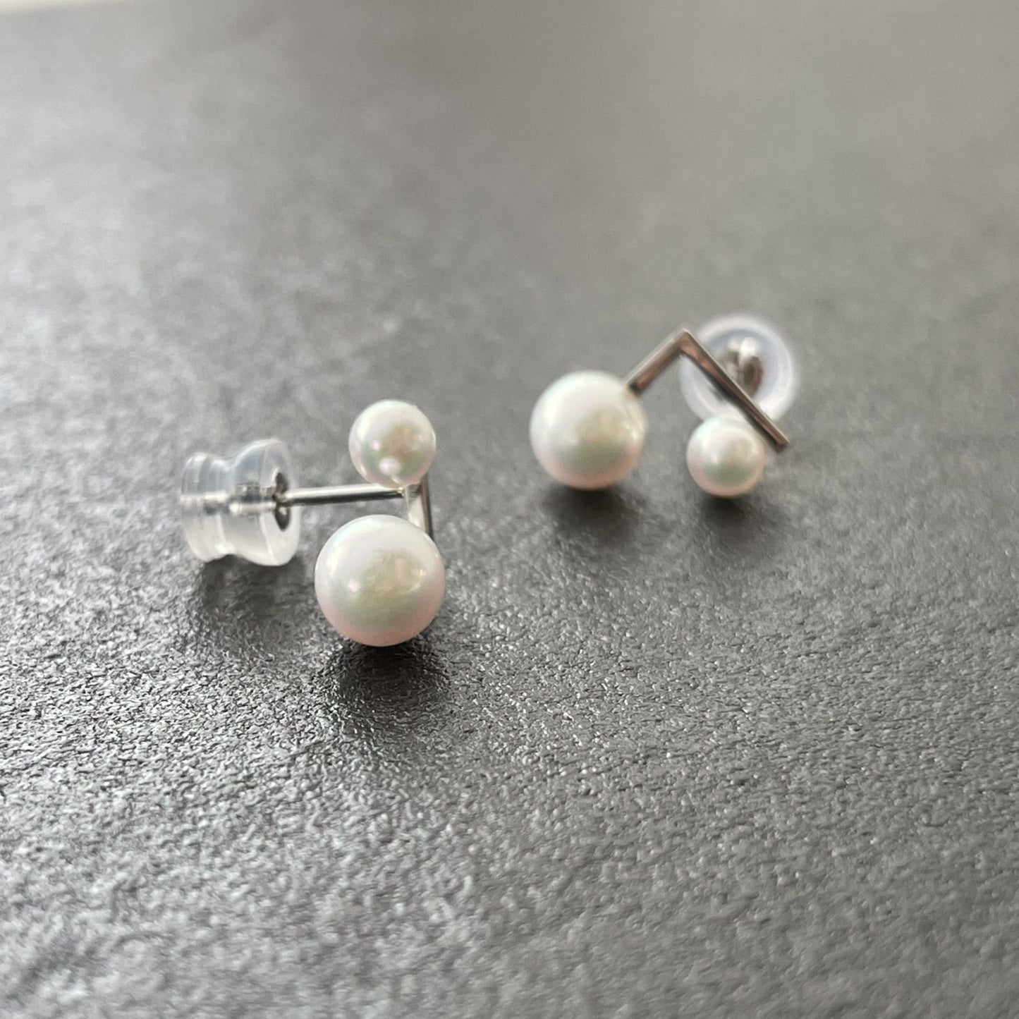 アコヤパールピアス/2pcs/L字型