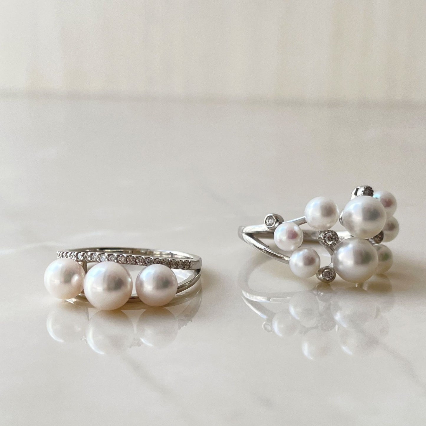 アコヤリング/3pcs/ダイヤ