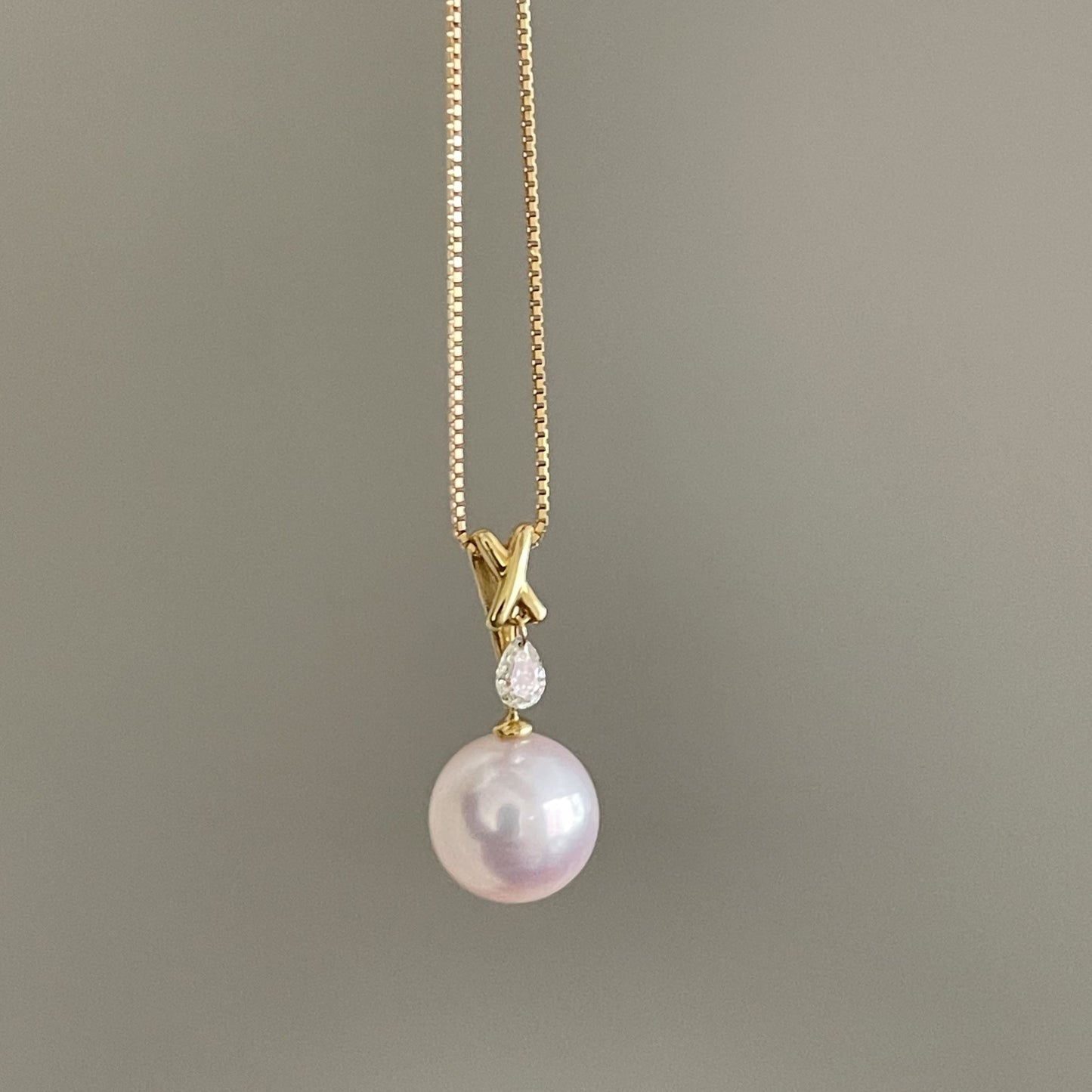 アコヤパールペンダント/クロス&ダイヤ