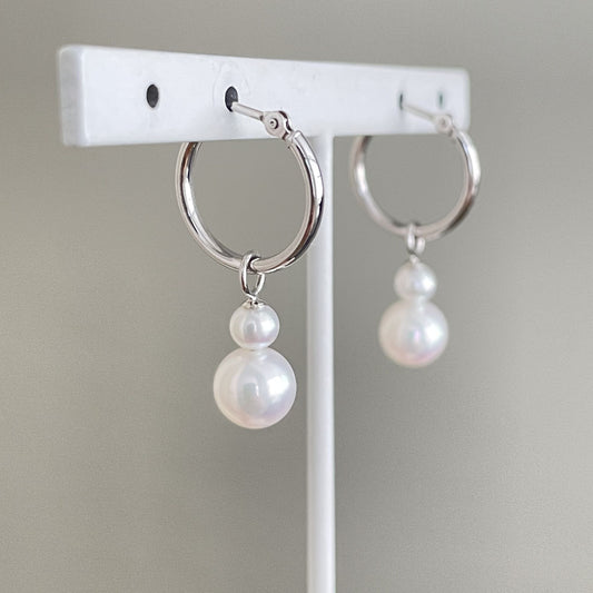 アコヤパールフープピアス/2pcs/チャームタイプ
