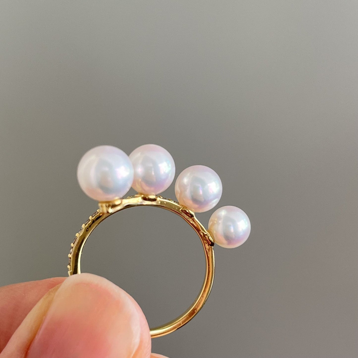 アコヤパールリング/4pcs/ダイヤ