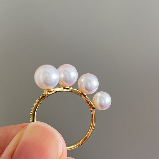 アコヤパールリング/4pcs/ダイヤ