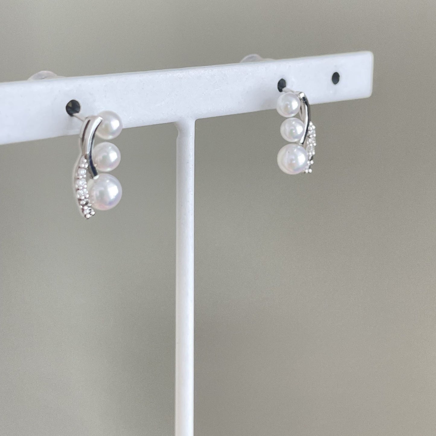アコヤパールピアス/3pcs/ダイヤ