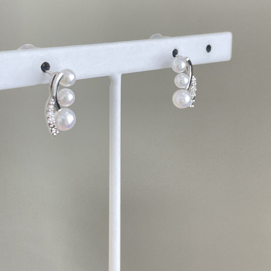 アコヤパールピアス/3pcs/ダイヤ