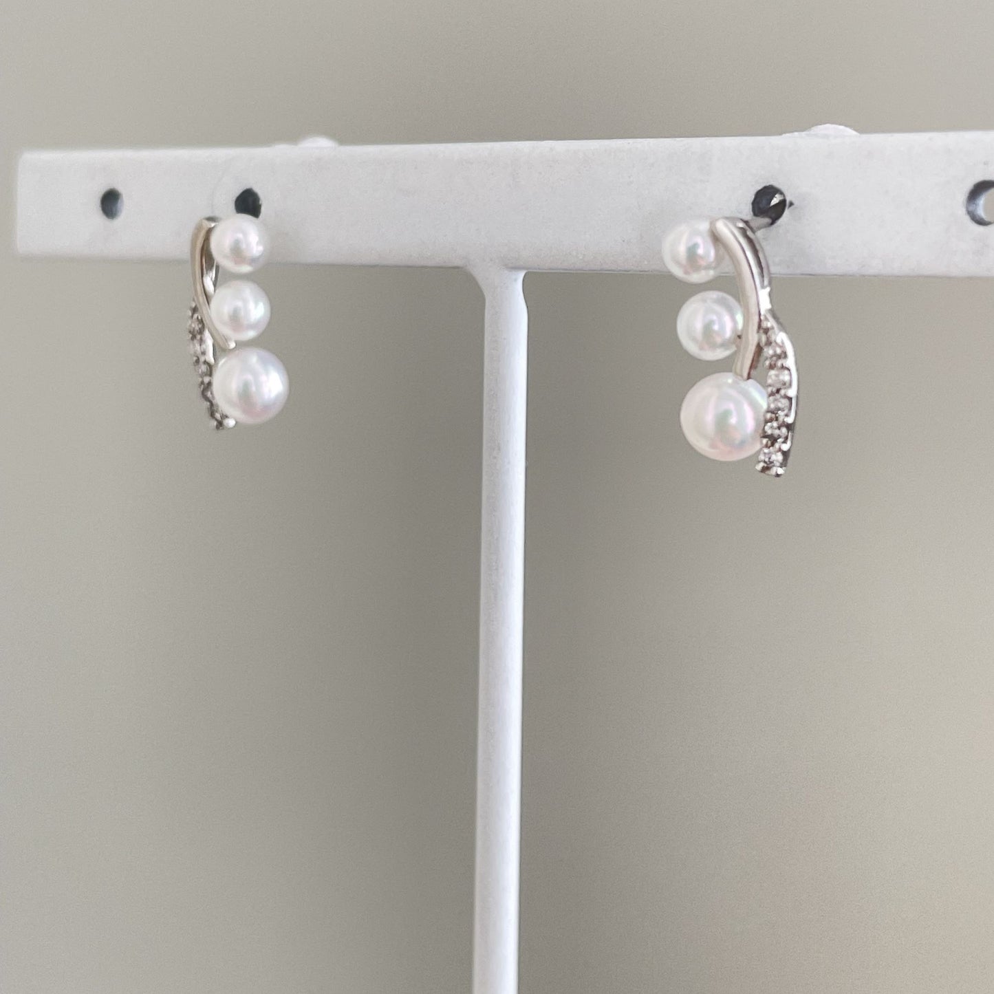 アコヤパールピアス/3pcs/ダイヤ