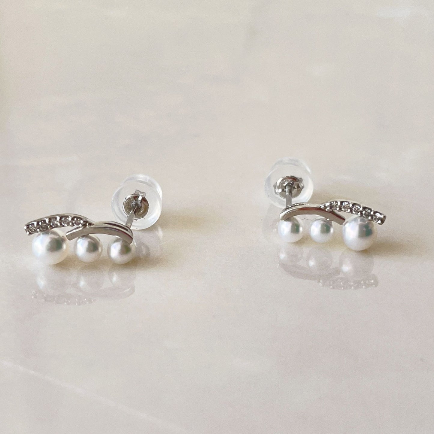 アコヤパールピアス/3pcs/ダイヤ