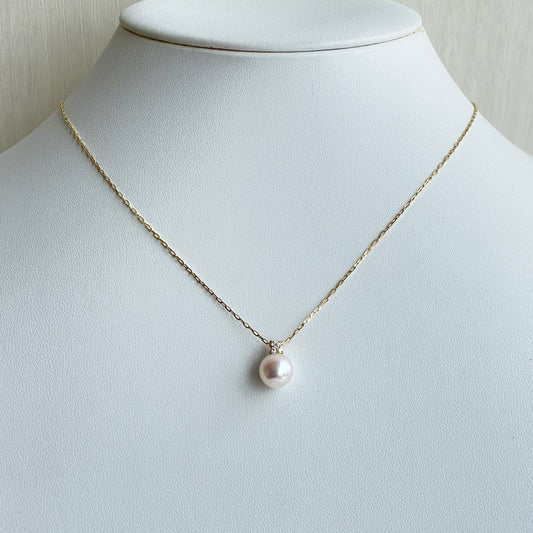 アコヤパールペンダント/ダイヤ/アズキチェーン