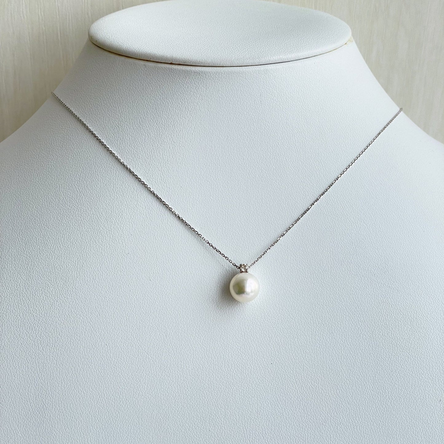 アコヤパールペンダント/ダイヤ/アズキチェーン/K18WG