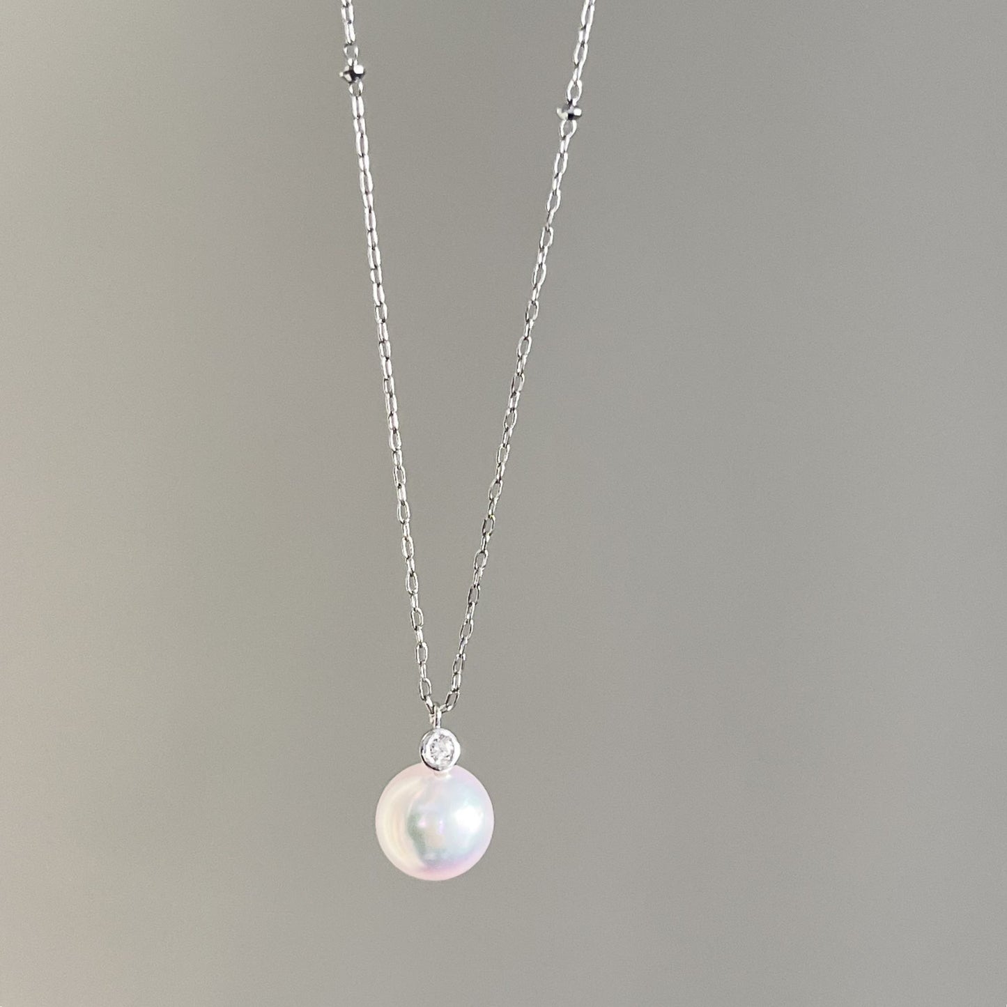 アコヤパールペンダント/ミラーボール付チェーン