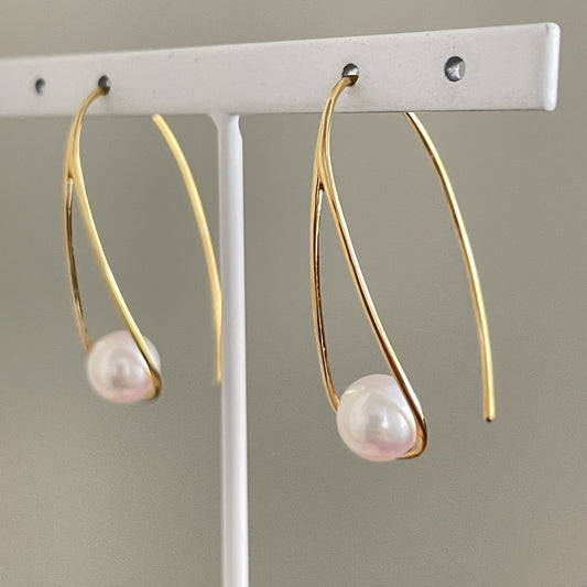 アコヤパールピアス/デザインフックタイプ